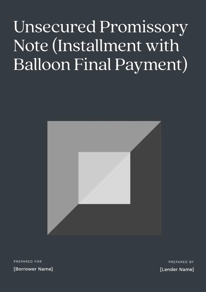 Unsecured Promissory Note (InterestOnly with Balloon Final Payment